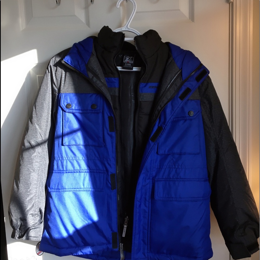 NWOT Zero xposure boys blue and black coat 2 in 1